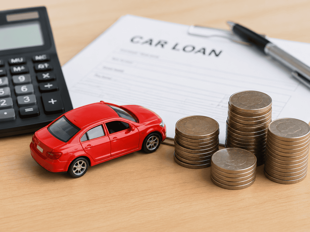 Car loan concept with coins