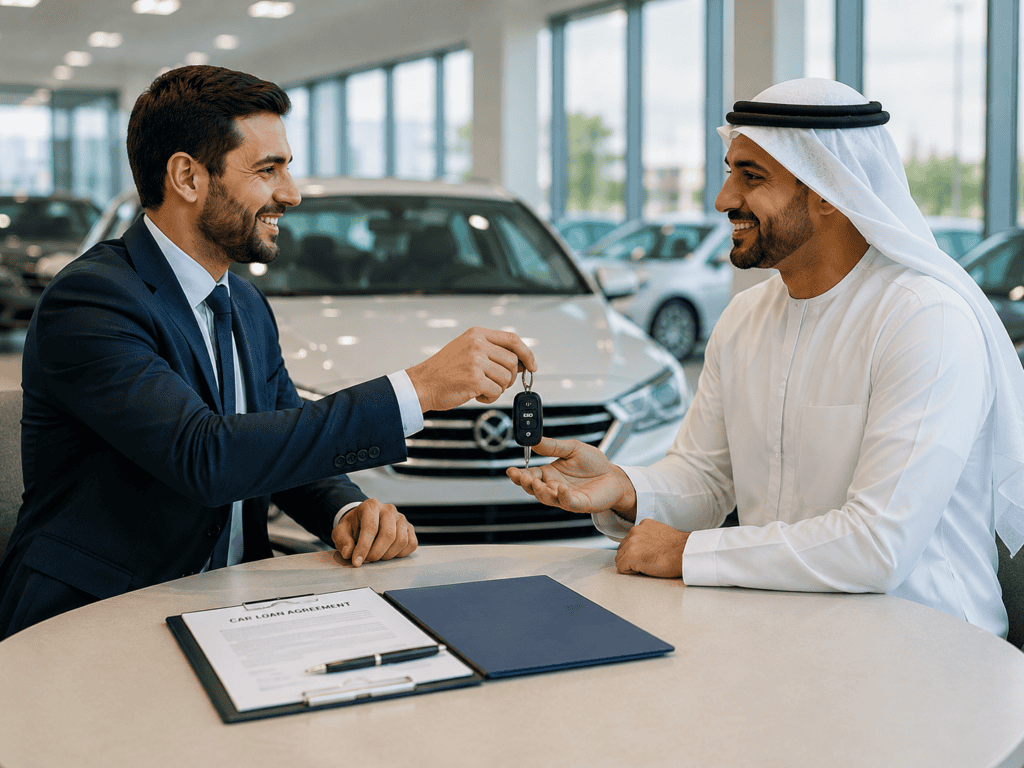Car keys exchange in dealership