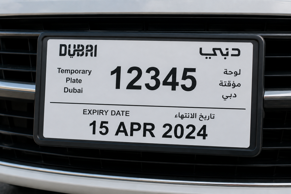 Temporary Number Plate Dubai